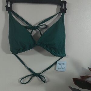 Shade & Shore Teal Cross-Back Bikini Top